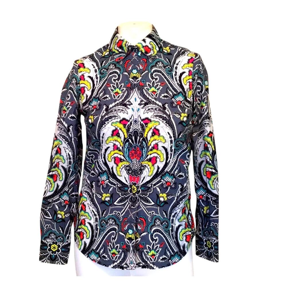 Robert Graham Blouse Multi Color Multi Print Paisley Floral